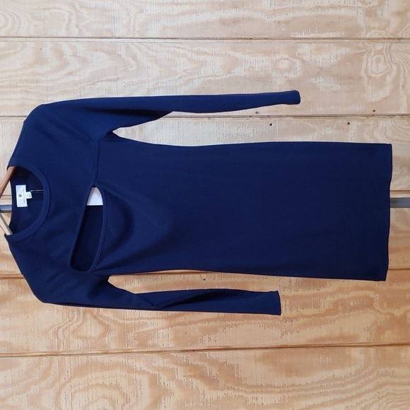 Socialite NWT Navy Blue Long Sleeve Cutout Ribbed Tee Dress Size XS - Picture 1 of 7